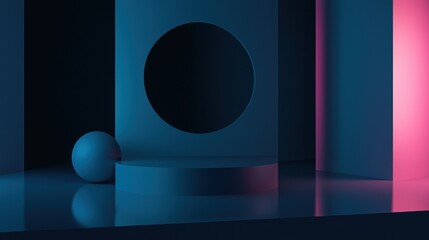 A blue and pink room with a blue and pink wall