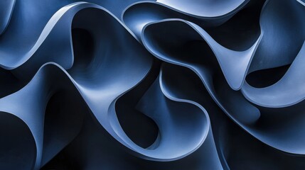 Obraz premium The image is a close up of a blue fabric with a wave pattern
