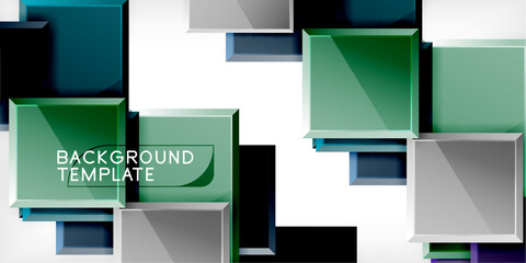 Glass toy style square shapes abstract design. Vector Illustration For Wallpaper, Banner, Background, Card, Book Illustration, landing page