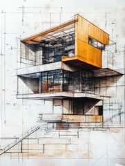 Fototapeta premium Working with plans and architectural drawings for renovation