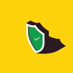 Green potection shield icon. Vector illustration