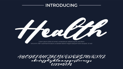 Health Font Stylish brush painted an uppercase vector letters, alphabet, typeface