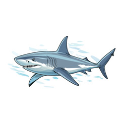 Fototapeta premium Vector illustration of a great white shark isolated on a white background. 