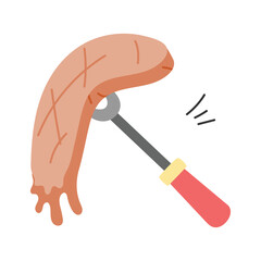 Visually perfect hand drawn icon of steak in modern style