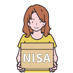  NISA口座に投資する女性のイラスト