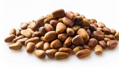 Obraz premium heap of Pine Nuts top view isolate on White background