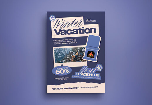 Blue Scrapbook Winter Vacation Flyer Layout