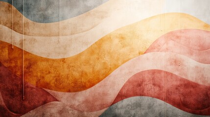 Bohemian style lines, Hand-Drawn Boho Line Art Mural in Warm Tones