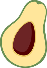 Hand drawn avocado fruit vector flat illustration