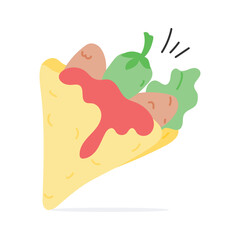 Thin crepe filled with fresh veggies for a light snack