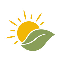 Sun and leaf logo design