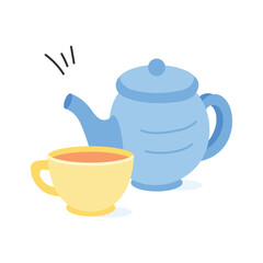 Elegant teapot vector illustration in trendy design style