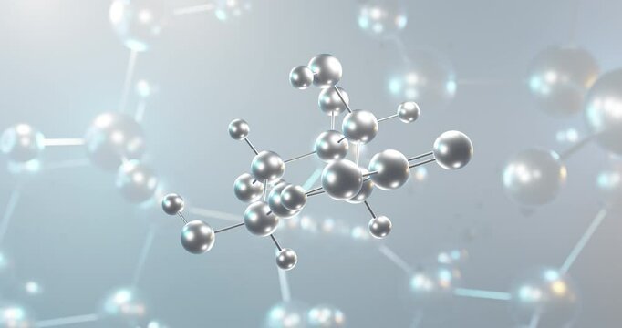 D-Galacturonic acid rotating 3d molecule, molecular structure of sugar acid, seamless video