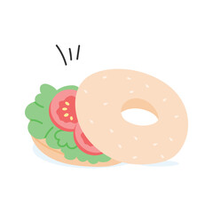 Sliced bagel, perfect for breakfast or snack with toppings