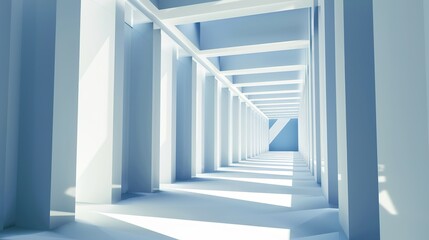 Obraz premium Geometric Blue and White Perspective Background - a striking and contemporary visual. The geometric patterns create depth and interest, making it ideal for modern design projects.