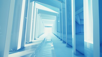 Obraz premium Geometric Blue and White Perspective Background - a striking and contemporary visual. The geometric patterns create depth and interest, making it ideal for modern design projects.