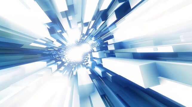 Geometric Blue and White Perspective Background - a striking and contemporary visual. The geometric patterns create depth and interest, making it ideal for modern design projects.