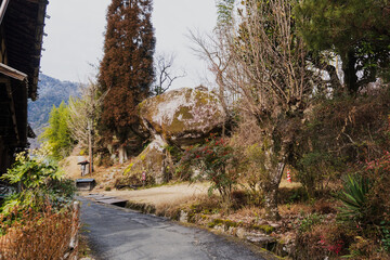 長野県　妻籠宿にある「鯉ヶ岩」【旧中山道・木曽路】1月