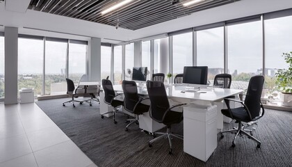 White open space office and conference room corner