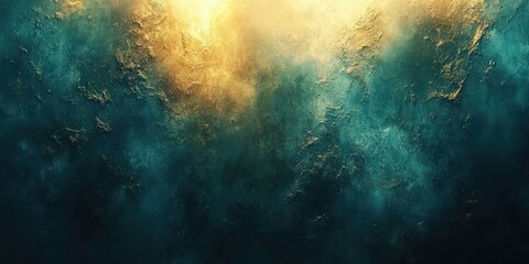 Abstract Ocean Waves with Golden Highlights