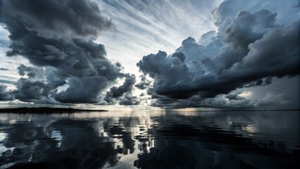 Fototapeta premium Black clouds in water, abstracted
