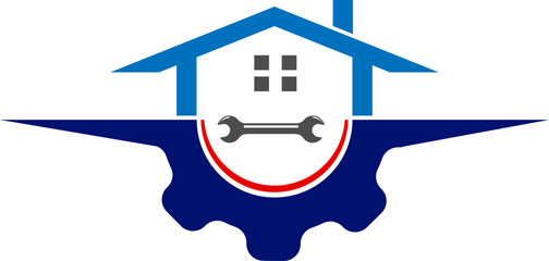 type logo with gear and also wrench and also circle,template