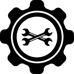 type logo with gear and also wrench and also circle,template