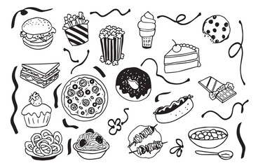 hand drawn fast food doodles
