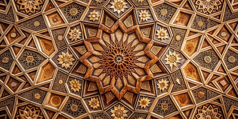 Brown Color Islamic Geometry and Mosaic Patterns in Urban Exploration Photography, Showcasing Intricate Designs and Textures in Architectural Details for Graphic Design Inspiration