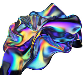Obraz premium Abstract holographic rainbow geometric figure, 3d illustration, digital iridescent shape on a transparent background