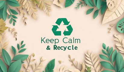 "Keep Calm & Recycle" Poster with Leafy Border and Eco-Friendly Message
