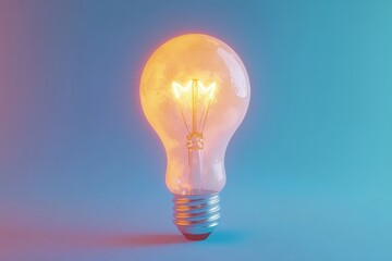 A glowing light bulb against a gradient background, symbolizing ideas and innovation.