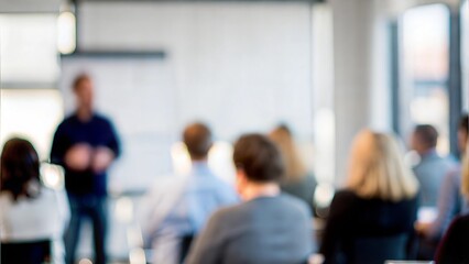 HR Training Session Blur - Blurred background of an HR-led training session with employees.
