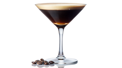 Espresso martini in a sophisticated mood on a transparent background