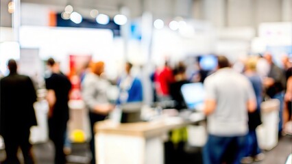 Product Roadshow Blur - Fuzzy view of a product roadshow with booths and demonstration areas.

