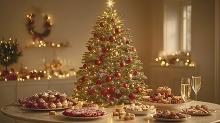 Festive Christmas Tree with Delicious Holiday Treats