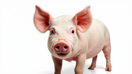 Adorable Piglet Portrait on White Background &ndash; High-Quality Stock Photo of Happy, Pink Pig