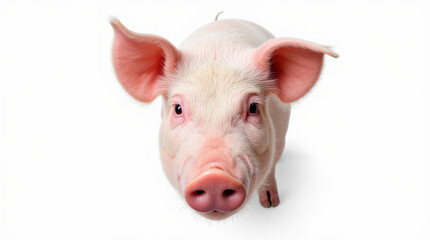 Adorable Piglet Portrait on White Background &ndash; High-Quality Stock Photo of Happy, Pink Pig