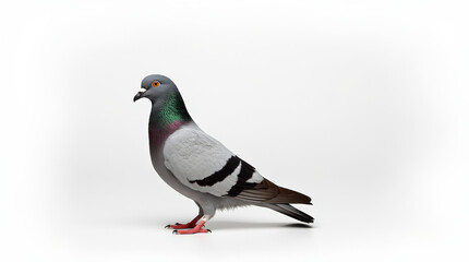 Fototapeta premium Pigeon Portrait on White Background - High-Quality Stock Image of City and Racing Pigeons