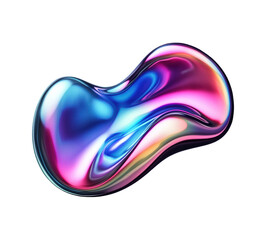 Abstract holographic rainbow geometric figure, 3d illustration, digital iridescent shape on a transparent background