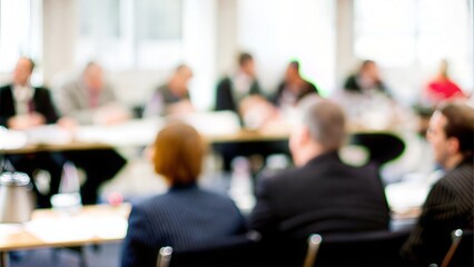 Annual General Meeting Blur - Blurred view of an AGM with company representatives.
