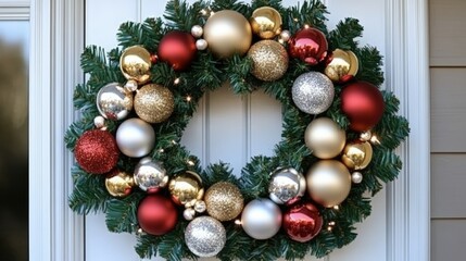 Festive Christmas Wreath with Colorful Ornaments