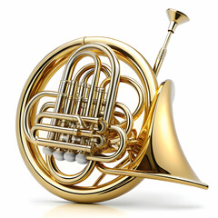 Fototapeta premium A French horn displayed against a white background