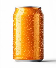 Vibrant Orange Soda Can With Water Droplets on Display