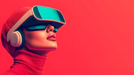 Exploring New Realities: A Woman Engaged in Immersive Virtual Experiences with Modern Technology. Women In Tech Concept