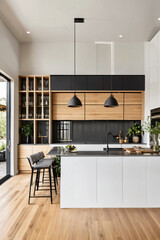 modern kitchen interior with kitchen