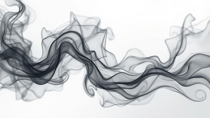 Fototapeta premium Abstract Gradient Smoke Waves on White Background, Soft Flowing Organic Lines for Calm Atmosphere