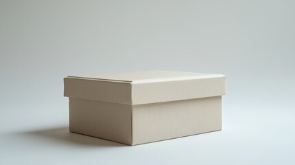 A light beige gift box placed on a white background symbolizes simplicity and elegance, making it the perfect gift for any occasion, celebration, or special event.