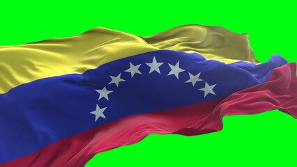 Venezuela flag - 3D realistic waving flag on green screen background for chroma key