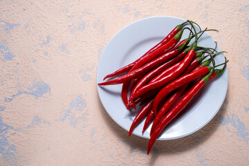 Red hot pepper. Macro detail shot from above